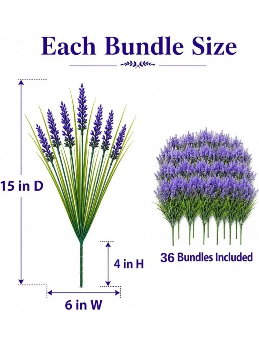 36 Bundles UV Resistant Faux Lavender Flowers - Perfect for Garden, Pots & Decor